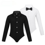Dance Bodysuits for Boys with Long Sleeves Bow Tie and Turn-Down Collar Perfect Dance Romper - DancerInn  - 33363836567735 - 33363836567735