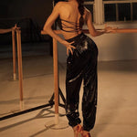 Black Pants Dance – High Waisted Tapered Pants with Stretch Waistband And Pockets for Latin Salsa Women - DancerInn - 34380470386871 - 34380470386871