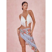 Women's Split Fringe Latin Dance Skirt with Handcrafted Round Waist Ring and 3D Mermaid Cut - DancerInn