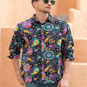 Mens Paisley Shirts - Long Sleeve Vintage Floral Hawaiian Shirts for  Men, Retro 70s Disco Button-Up Casual Hippie Ethnic Style - DancerInn