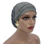Women’s Glitter Pleated Full Body Turban Cap Muslim Headscarf African Headpiece - DancerInn - 26804124844215 - 26804124844215