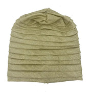Women’s Glitter Pleated Full Body Turban Cap Muslim Headscarf African Headpiece - DancerInn
