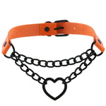 Heart Choker Necklace - Gothic Harajuku PU Collar Punk Rock Choker Chain for Dance Party Club DancerInn - 32249601818807 - 32249601818807