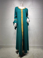 Loose Muslim Arabic Islamic Kaftan Dresses with Golden Ribbon Embroidery for Women - DancerInn - 26728272756919 - 26728272756919