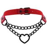 Heart Choker Necklace - Gothic Harajuku PU Collar Punk Rock Choker Chain for Dance Party Club DancerInn - 32249601491127 - 32249601491127