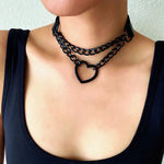 Heart Choker Necklace - Gothic Harajuku PU Collar Punk Rock Choker Chain for Dance Party Club DancerInn - 32249601327287 - 32249601327287