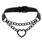 Heart Choker Necklace - Gothic Harajuku PU Collar Punk Rock Choker Chain for Dance Party Club DancerInn - 32249601556663 - 32249601556663