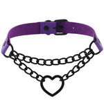 Heart Choker Necklace - Gothic Harajuku PU Collar Punk Rock Choker Chain for Dance Party Club DancerInn - 32249601720503 - 32249601720503