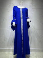 Loose Muslim Arabic Islamic Kaftan Dresses with Golden Ribbon Embroidery for Women - DancerInn - 26728264466615 - 26728264466615