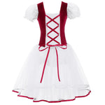 Girls Ballet Dress - Romantic Pink Professional Ballet Tutu Dress with TullePuff Sleeves for Kids Gymnastics Ballerina Dance - DancerInn - 32808966946999 - 32808966946999