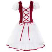 Girls Ballet Dress - Romantic Pink Professional Ballet Tutu Dress with TullePuff Sleeves for Kids Gymnastics Ballerina Dance - DancerInn