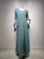 Loose Muslim Arabic Islamic Kaftan Dresses with Golden Ribbon Embroidery for Women - DancerInn - 26728286879927 - 26728286879927