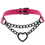 Heart Choker Necklace - Gothic Harajuku PU Collar Punk Rock Choker Chain for Dance Party Club DancerInn - 32249601753271 - 32249601753271