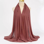 Solid Color Chiffon Hijab Long Wrap Scarf for Muslim Women Ladies Jersey Veil Headscarves - DancerInn