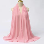 Solid Color Chiffon Hijab Long Wrap Scarf for Muslim Women Ladies Jersey Veil Headscarves - DancerInn - 26737932140727 - 26737932140727