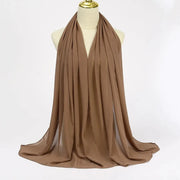 Solid Color Chiffon Hijab Long Wrap Scarf for Muslim Women Ladies Jersey Veil Headscarves - DancerInn