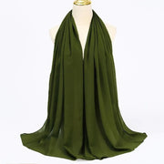 Solid Color Chiffon Hijab Long Wrap Scarf for Muslim Women Ladies Jersey Veil Headscarves - DancerInn