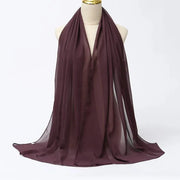 Solid Color Chiffon Hijab Long Wrap Scarf for Muslim Women Ladies Jersey Veil Headscarves - DancerInn