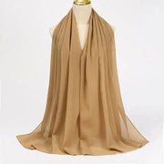 Solid Color Chiffon Hijab Long Wrap Scarf for Muslim Women Ladies Jersey Veil Headscarves - DancerInn