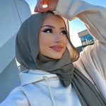 Solid Color Chiffon Hijab Long Wrap Scarf for Muslim Women Ladies Jersey Veil Headscarves - DancerInn - 26737929552055 - 26737929552055