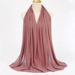 Solid Color Chiffon Hijab Long Wrap Scarf for Muslim Women Ladies Jersey Veil Headscarves - DancerInn - 26737932632247 - 26737932632247