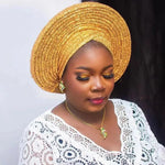 Women’s Sequined Turban Cap African Auto Gele Headtie Nigerian Wedding Head Wrap - DancerInn - 26807417536695 - 26807417536695