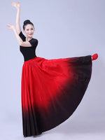 Flamenco Practice Skirt – Gradient Polyester Spanish Dance Skirts Big Hem Long Skirt for Dancing - DancerInn - 34738319687863 - 34738319687863