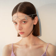 Rhinestne Headbands - Crystal Bridal Headpiece Bohemian Chain Forehead Jewelry for Indian Style Wedding Hair - DancerInn