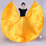 Spanish Skirt - Satin Long Dance Flamenco Skirts with Elastic Waist Big Swing Hem for Belly Dancing - DancerInn - 34689840840887 - 34689840840887