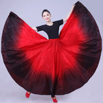Flamenco Practice Skirt – Gradient Polyester Spanish Dance Skirts Big Hem Long Skirt for Dancing - DancerInn 33.00 Red-Black / L / 720° - 34738319655095 - 34738319655095