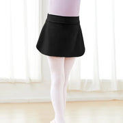 Pull On Ballet Skirt - Ballerina Wrap Skirt for Girls Toddler with Lightweight Chiffon Mesh Elastic Waist for Dance Gymnastics - DancerInn Black / L
