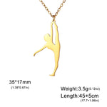 Gymnastic Jewelry & Ballet Jewelry for Ballerina Dancer Gymnast Gold Necklace Rhythmic Stainless Steel  Sport Jewelry - DancerInn N-gold - 32274743034039 - 32274743034039
