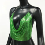 Backless Sequin Crop Tops Sexy Metallic Gold Silver Tanks for Women Summer Beach Club Fashion - DancerInn - 27305016295607 - 27305016295607