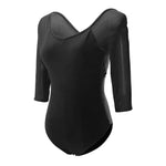 Leotard with Short Sleeves - Mesh Spliced Stretch Gymnastics Leotards for Women Dance - DancerInn Black Nylon / xxl 25.41 - 34765473841335 - 34765473841335