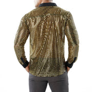 1970s Mens Disco Shirt – Long Sleeve Vintage Performance Men Sequin Shirt for Party, Dance, and Club - DancerInn
