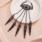 Claw Bracelet with Finger Chain - Vintage Lace Hand Harness Bracelet Black, Silver & Gold Gothic Jewelry - DancerInn