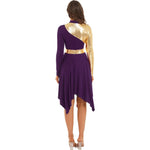 Modern Lyrical Dance Costume: Long Sleeve Worship Dress with Asymmetrical Design for Women - DancerInn - 25447677919415 - 25447677919415