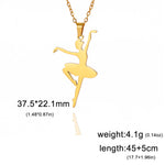 Gymnastic Jewelry & Ballet Jewelry for Ballerina Dancer Gymnast Gold Necklace Rhythmic Stainless Steel  Sport Jewelry - DancerInn ballerina-B-G - 32274742739127 - 32274742739127