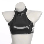 Women's Pole Dancing Costume Glossy Sleeveless T-Shirt Halter Neck Latin Bralette Crop Tops - DancerInn - 28257047445687 - 28257047445687