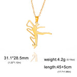 Gymnastic Jewelry & Ballet Jewelry for Ballerina Dancer Gymnast Gold Necklace Rhythmic Stainless Steel  Sport Jewelry - DancerInn ribbon-gold - 32274742608055 - 32274742608055