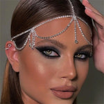 Rhinestne Headbands - Crystal Bridal Headpiece Bohemian Chain Forehead Jewelry for Indian Style Wedding Hair - DancerInn  - 32258543648951 - 32258543648951
