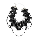 Gothic Choker Necklace with Crystal Beads - Vintage Black Lace Collar Necklace, Boho Victorian Goth Style - DancerInn  - 32264533835959 - 32264533835959