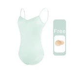 Dance Camisole - Sleeveless Bodysuit Dance Costumes with Adjustable Straps & Ruched Front for Gymnastics - DancerInn Cream Green / xxl 23.67 - 34757081399479 - 34757081399479