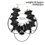 Gothic Choker Necklace with Crystal Beads - Vintage Black Lace Collar Necklace, Boho Victorian Goth Style - DancerInn  - 32264533901495 - 32264533901495