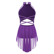 Ballet Dress Girl - Sleeveless Rhinestones Ballet Leotards for Girls Gymnastics, Ice Skating,  Lyrical, Latin & Contemporary Dance - DancerInn Kids Ballet Dresses