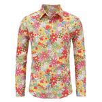 Mens Paisley Dress Shirt – 70s Hippie Shirt with Disco Floral Printed Long Sleeve Vintage Ethnic Pattern for Casual Party - DancerInn YCZHK2024091L3-5XL 22.95 - 32329792389303 - 32329792389303