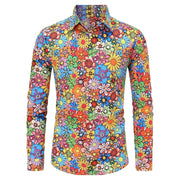 Mens Paisley Dress Shirt – 70s Hippie Shirt with Disco Floral Printed Long Sleeve Vintage Ethnic Pattern for Casual Party - DancerInn YCZHK2024091KZ-5XL 22.95