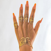 Gothic Bracelets Punk Chain Finger Bracelet Adjustable Vintage Link Hand Harness Ring for Parties, Festivals, and Daily Wear - DancerInn Women Dance Accessories Gold