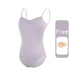 Dance Camisole - Sleeveless Bodysuit Dance Costumes with Adjustable Straps & Ruched Front for Gymnastics - DancerInn Grey Purple / xxl 23.73 - 34757081497783 - 34757081497783