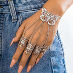 Gothic Bracelets Punk Chain Finger Bracelet Adjustable Vintage Link Hand Harness Ring for Parties, Festivals, and Daily Wear - DancerInn Women Dance Accessories Silver - 32290665758903 - 32290665758903